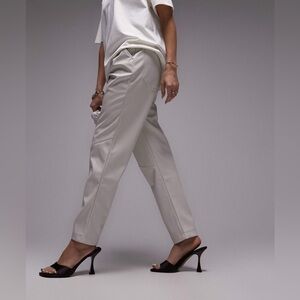 TopShop Tan High Waisted Faux Leathers Tapered Leg Trousers Sz 6